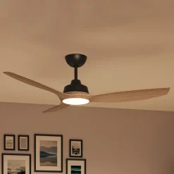 Philips LED-ventilator Olas, Ø 132 cm, brun/sort, støjsvag