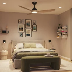 Philips LED-ventilator Olas, Ø 132 cm, brun/sort, støjsvag
