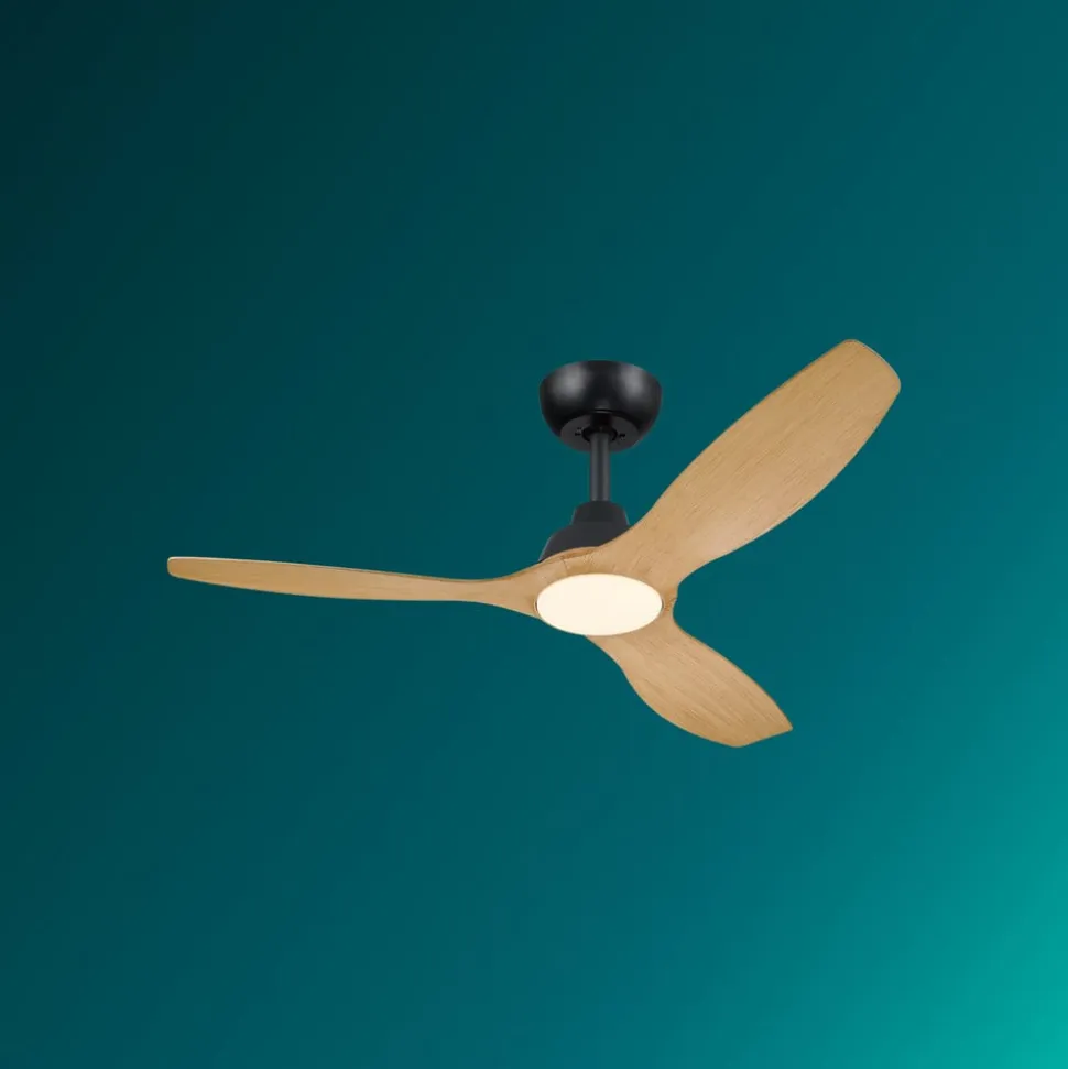 Philips LED-ventilator Olas, Ø 132 cm, brun/sort, støjsvag