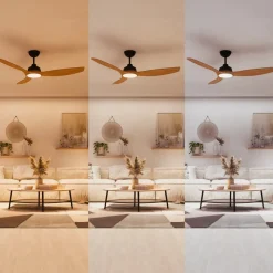 Philips LED-ventilator Olas, Ø 132 cm, brun/sort, støjsvag