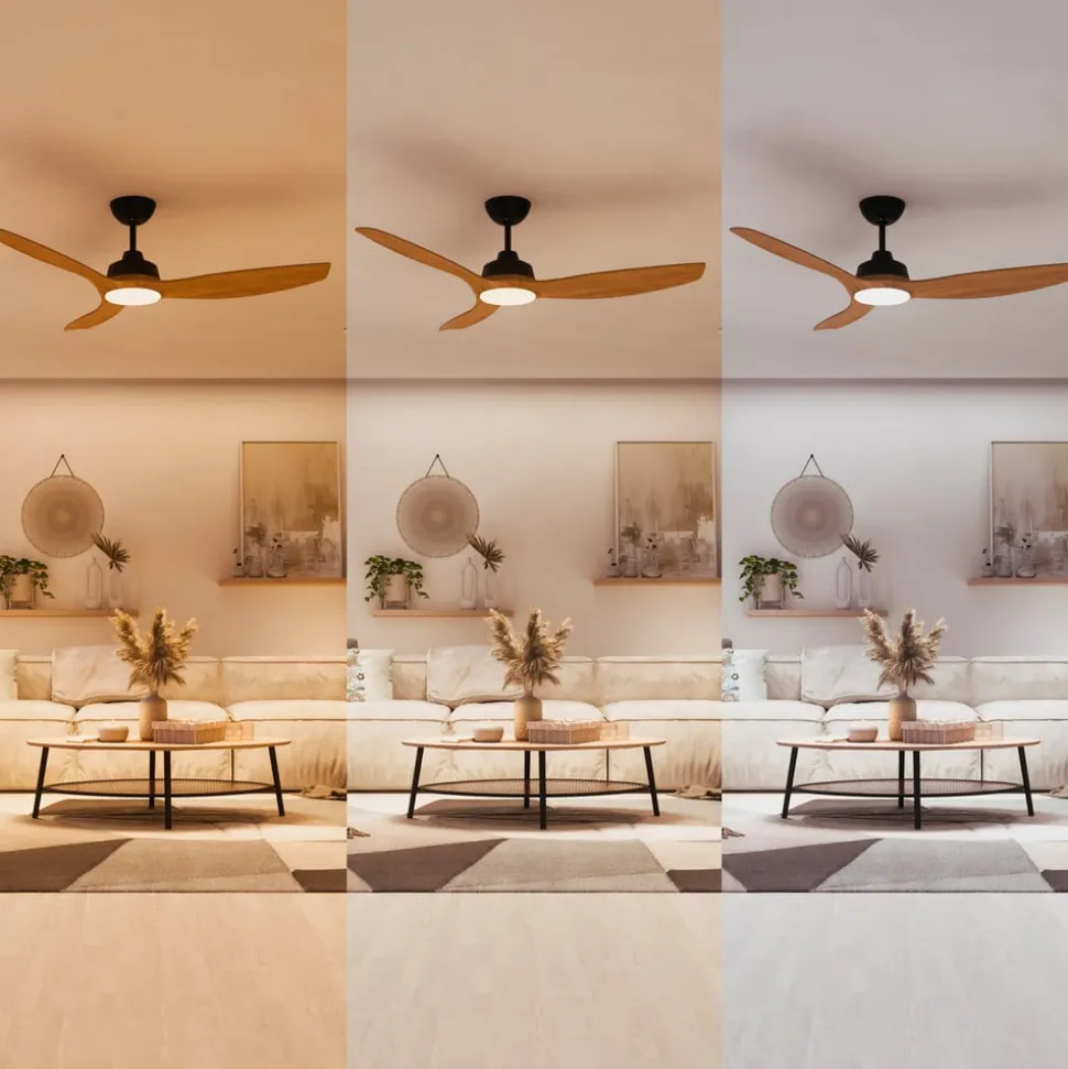 Philips LED-ventilator Olas, Ø 132 cm, brun/sort, støjsvag