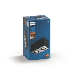 Philips myLiving Box LED-spot, 2 lyskilder, sort