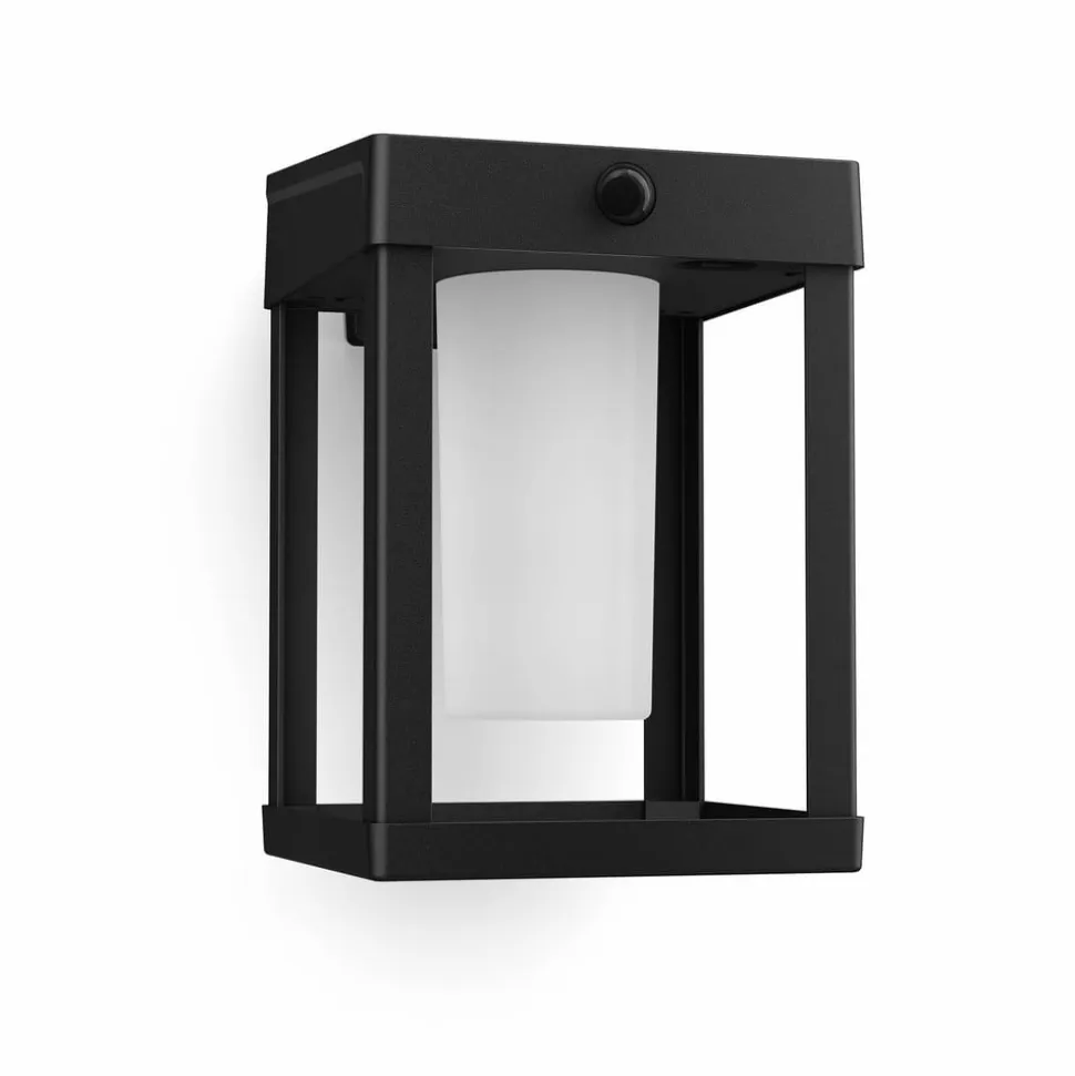 Philips solcelle-væglampe Camill sort/hvid 14 x 14 cm