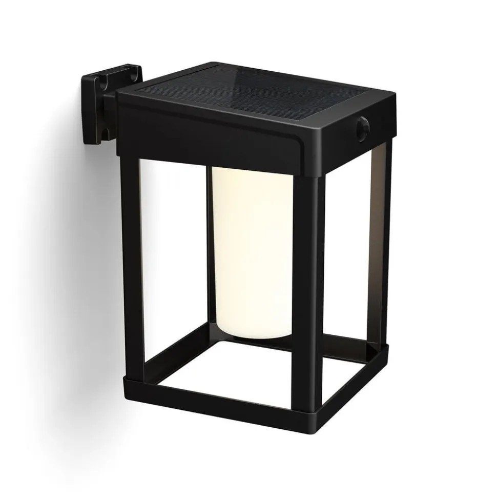 Philips solcelle-væglampe Camill sort/hvid 14 x 14 cm