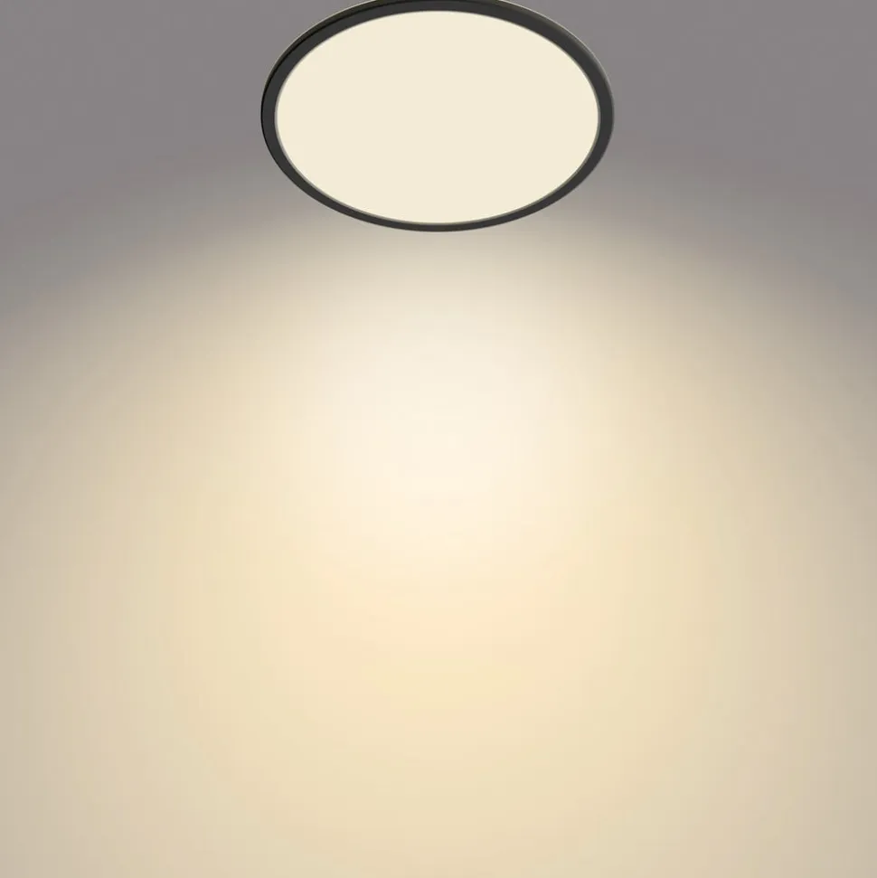 Philips SuperSlim LED-loftlampe, IP44, Ø 29,5 cm, sort