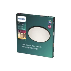 Philips SuperSlim LED-loftlampe, IP44, Ø 29,5 cm, sort