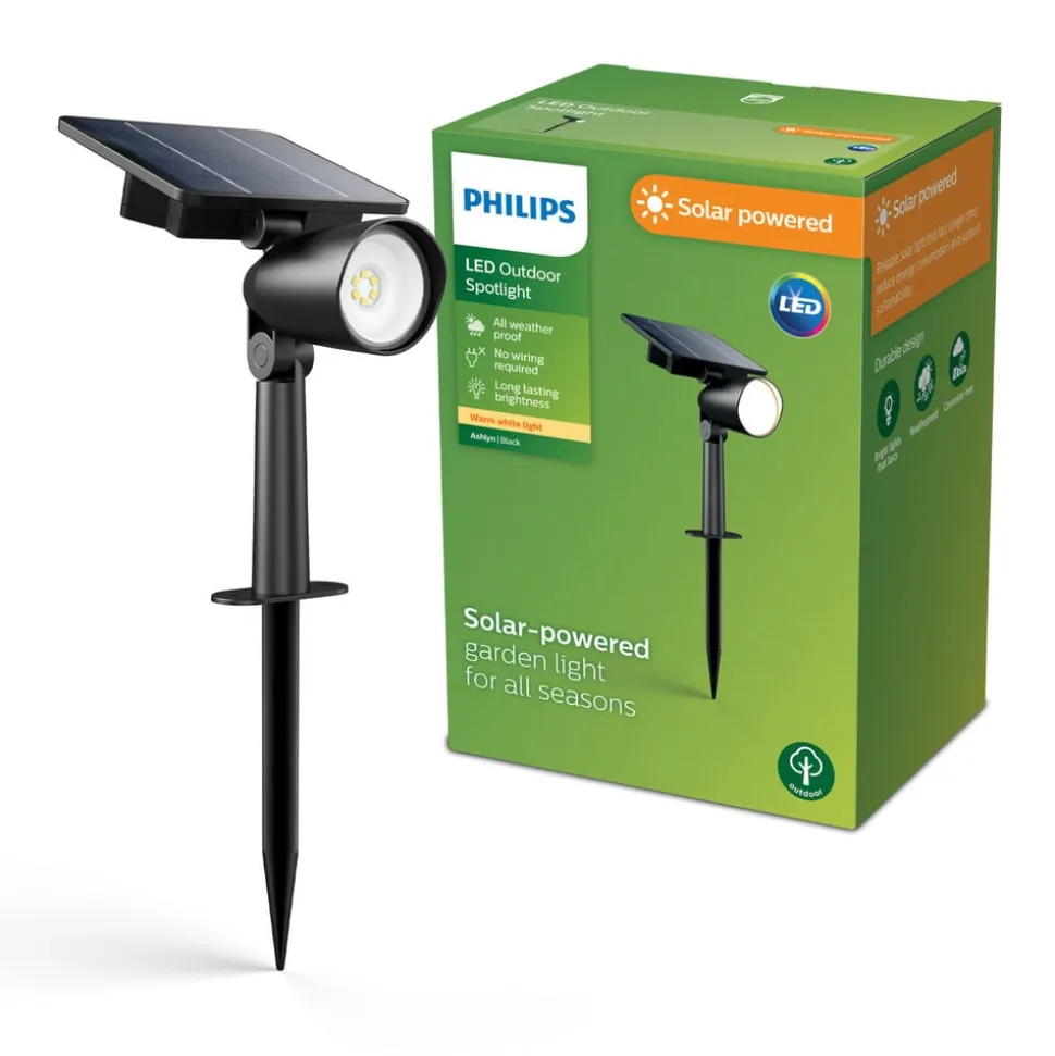 Philips udendørs LED-spot Ashlyn, sort, IP44