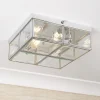 Pisa loftlampe, glasskærm, krom