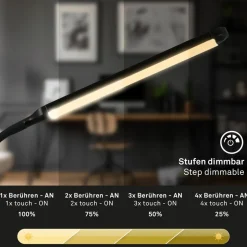 Pivaz LED-bordlampe, touch-dæmper, sort