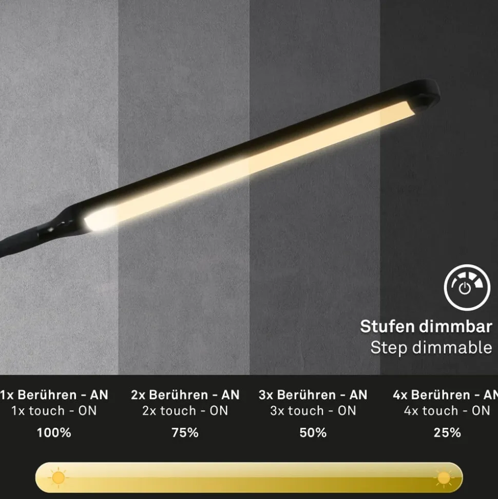 Pivaz LED-gulvlampe justerbar berøringsdæmper sort