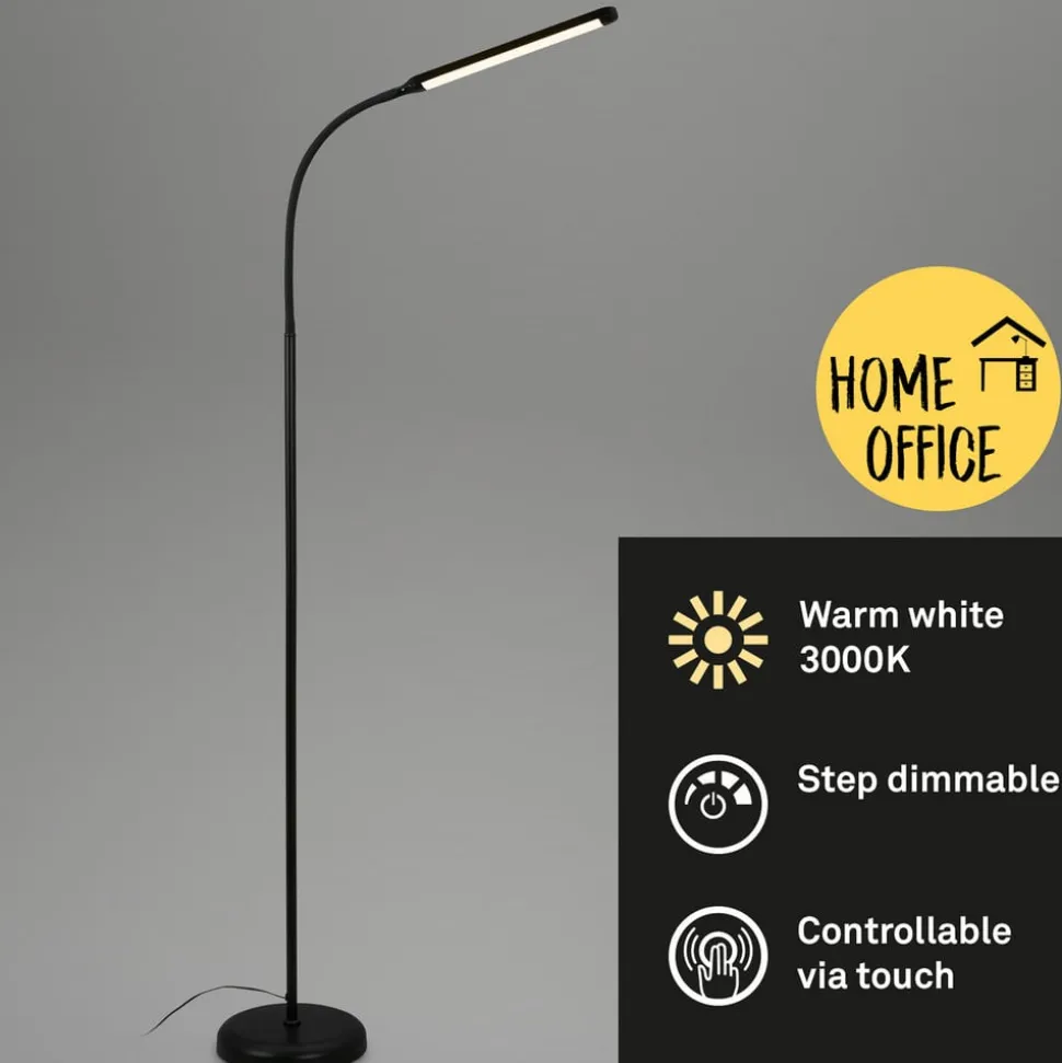 Pivaz LED-gulvlampe justerbar berøringsdæmper sort
