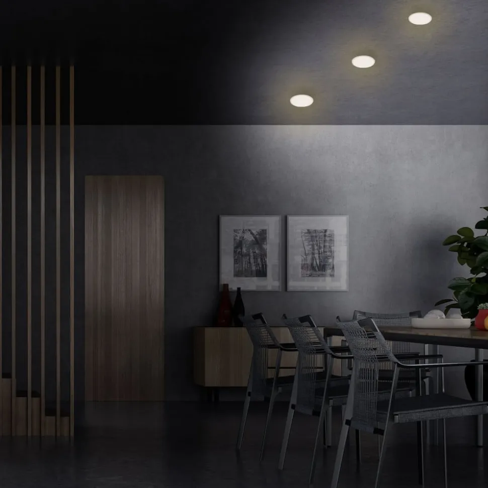Plat LED-indbygningsspot, hvid, Ø 10 cm, 3.000K