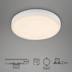 Plat LED-indbygningsspot, hvid, Ø 10 cm, 3.000K