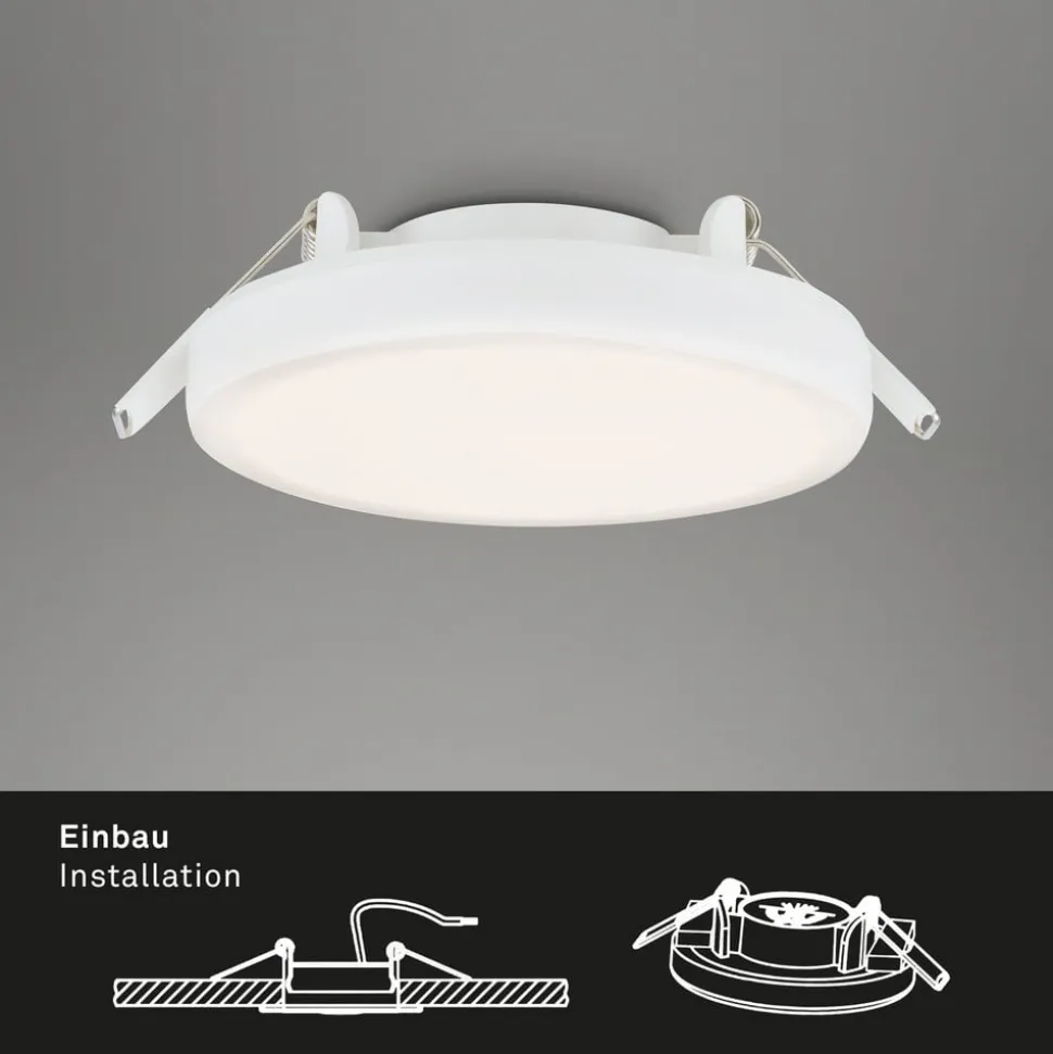Plat LED-indbygningsspot, hvid, Ø 10 cm, 4.000K