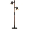 Plow gulvlampe med 2 spot, sort/mørkt træ