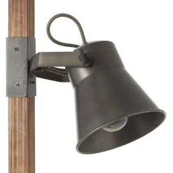 Plow gulvlampe med 2 spot, sort/mørkt træ