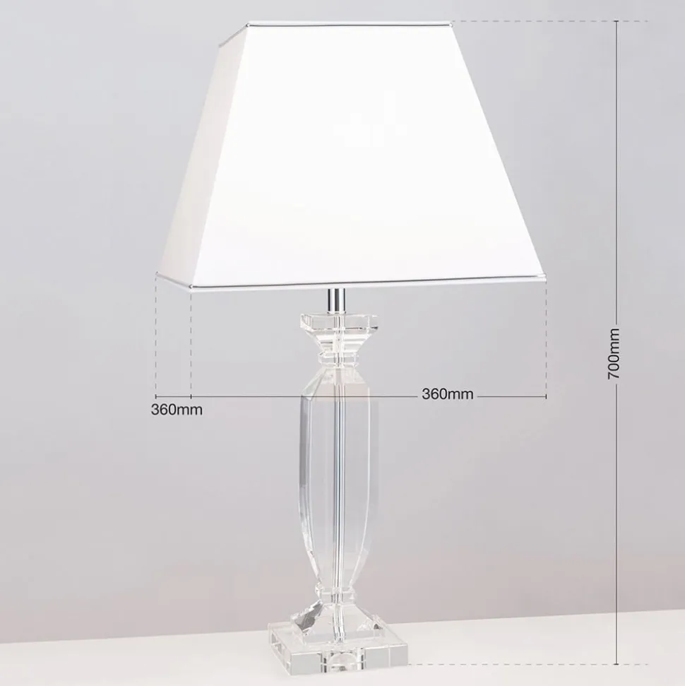 Pokal bordlampe med krystal, krom/hvid