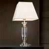 Pokal bordlampe med krystal, guld/creme