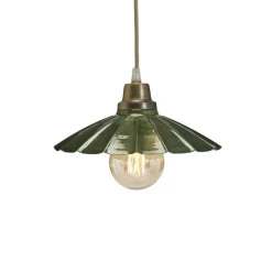 PR Home Hængelampe Ester, grøn, Ø 24 cm, jern, stik