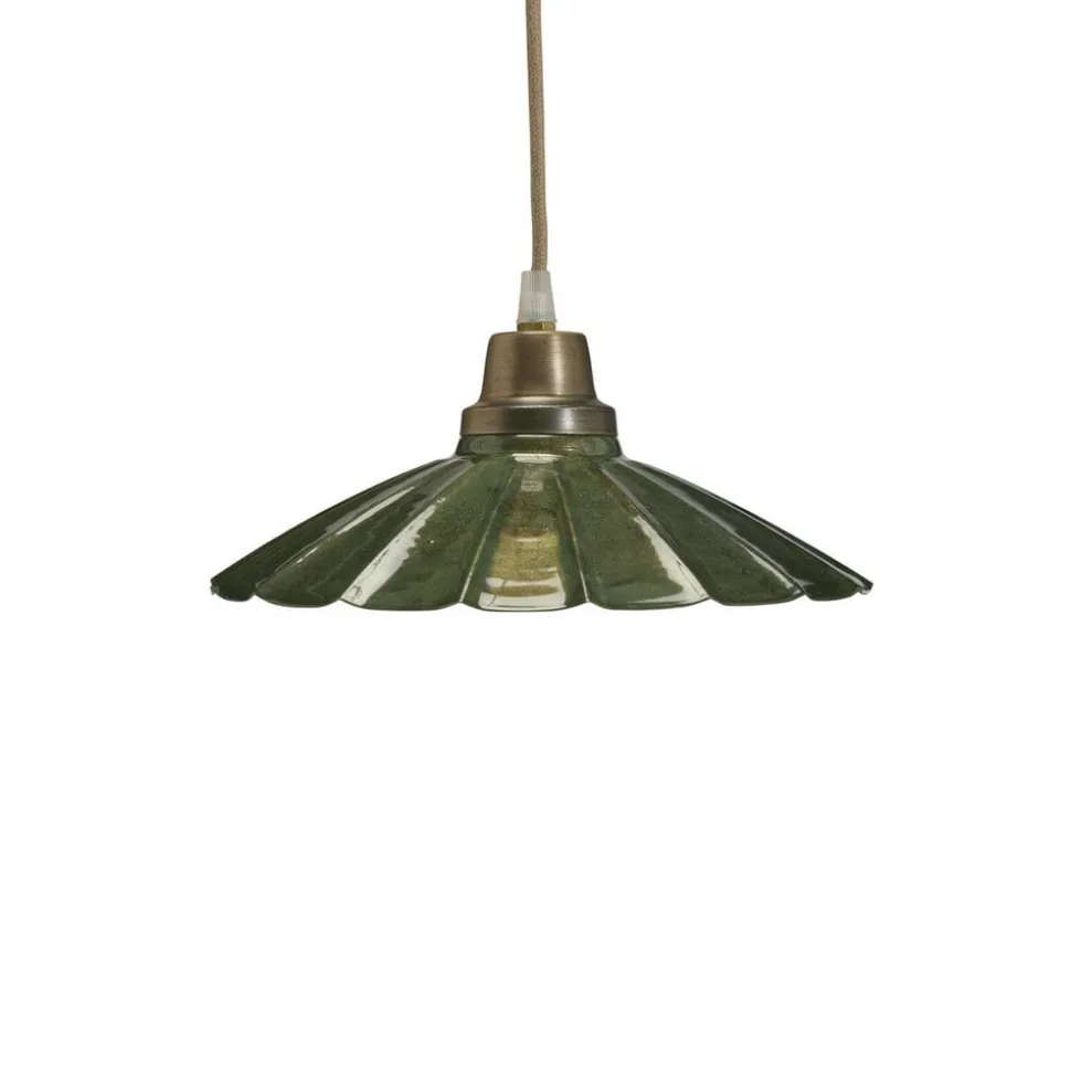 PR Home Hængelampe Ester, grøn, Ø 24 cm, jern, stik