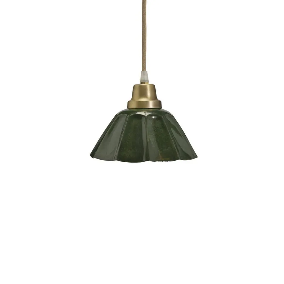 PR Home Hængelampe Ester, grøn, Ø 17 cm, jern, stik