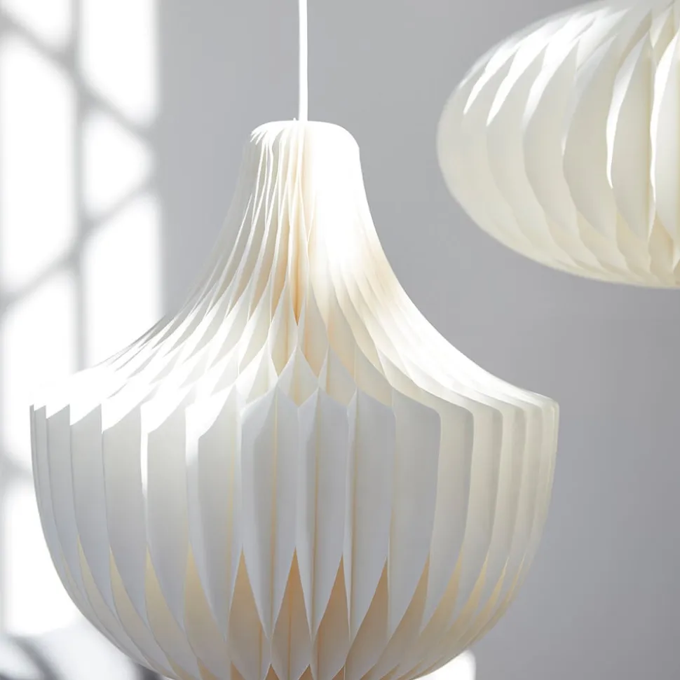 PR Home hængelampe Vicky, hvid, papir, Ø 40 cm, 3 x E14