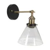 PR Home Lambda væglampe, messing/klar, Ø 18 cm, glas