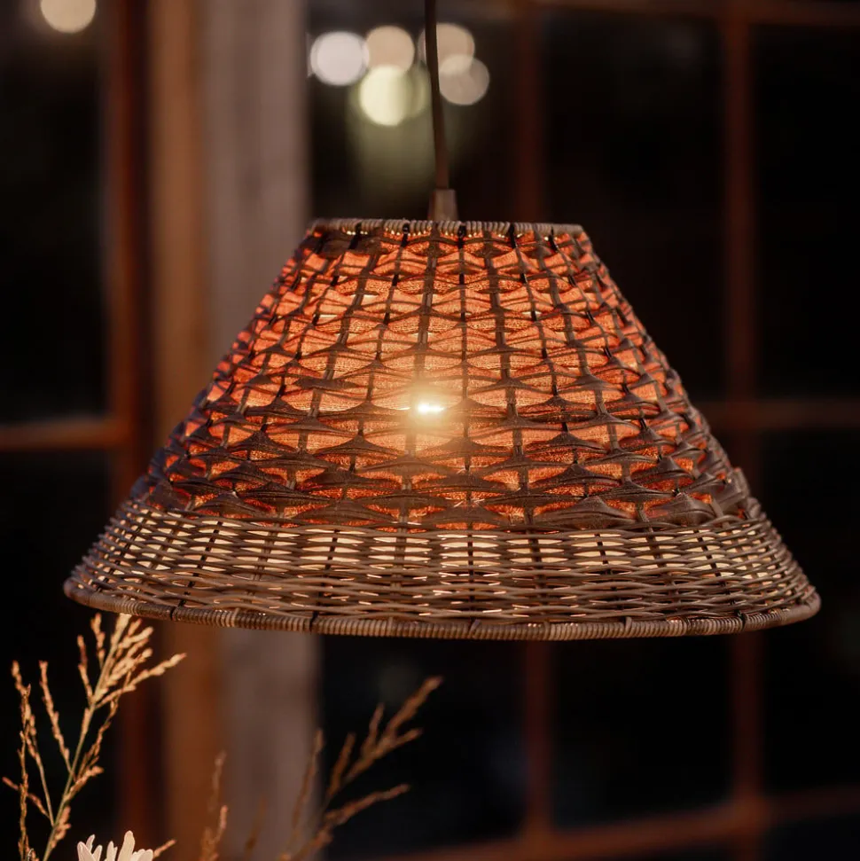 PR Home udendørs hængelampe LISEN, brun, stik, Ø 45 cm