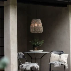 PR Home udendørs hængelampe Saigon, grå, Ø 38 cm, kabel 2,5 m