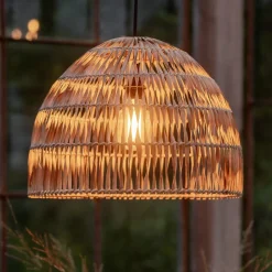 PR Home udendørs hængelampe Lace naturfiber, stikledning, Ø46cm