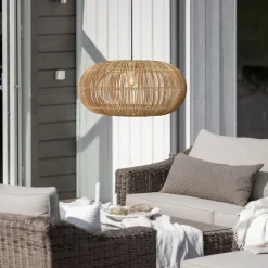 PR Home Zuri udendørs pendel, Ø 51 cm, rattan, stikprop