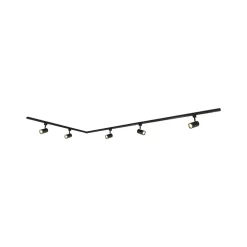 Prios 1 lyskilde skinnesystem Jorell, sort, 5 lyskilder, GU10