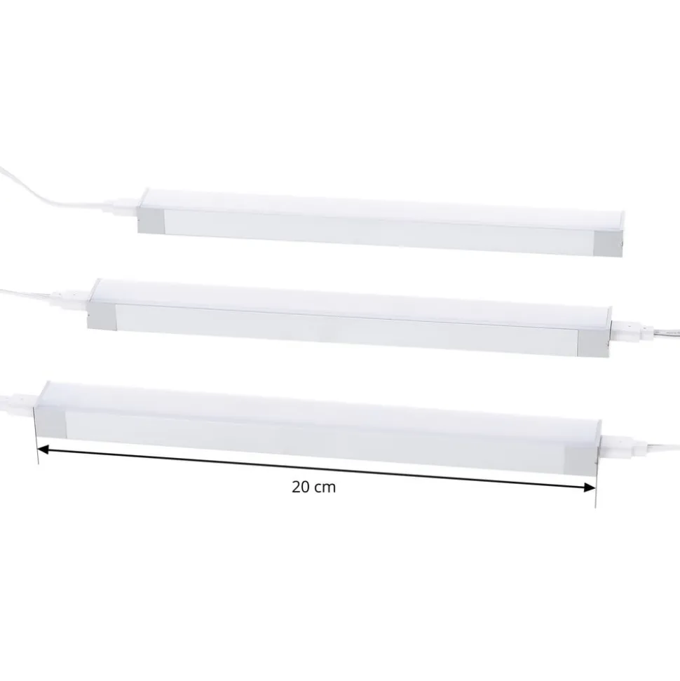 Prios Esbena LED-underskabsbelysning CCT 20 cm sæt med 3 stk