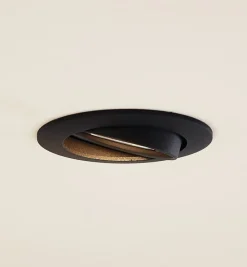 Prios forsænket loftlampe Fibur, sort, aluminium, Ø 8,2 cm