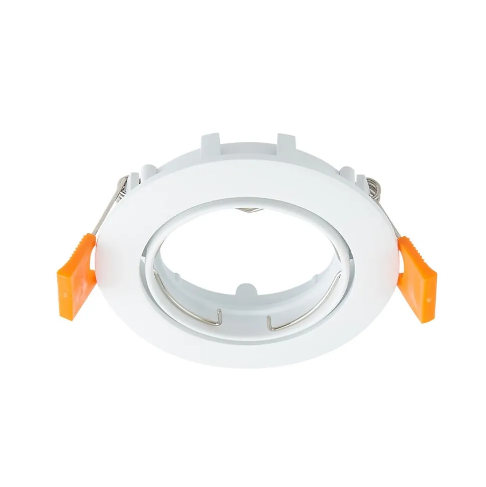 Prios forsænket loftlampe Fibur, hvid, aluminium, Ø 8,2 cm