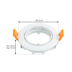 Prios forsænket loftlampe Fibur, hvid, aluminium, Ø 8,2 cm