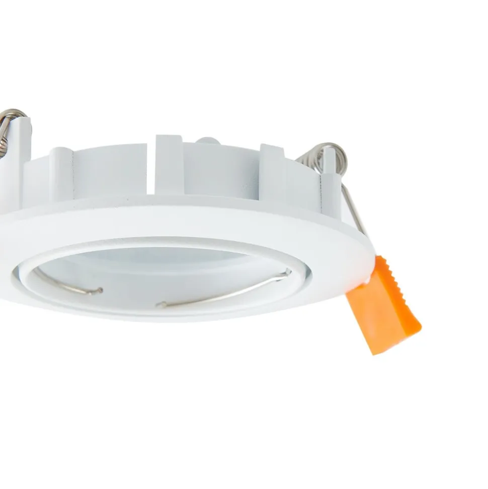Prios forsænket loftlampe Fibur, hvid, aluminium, Ø 8,2 cm