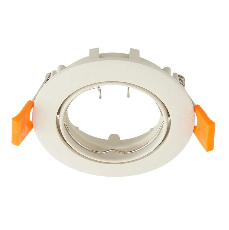 Prios forsænket loftlampe Fibur, beige, aluminium, Ø 8,2 cm