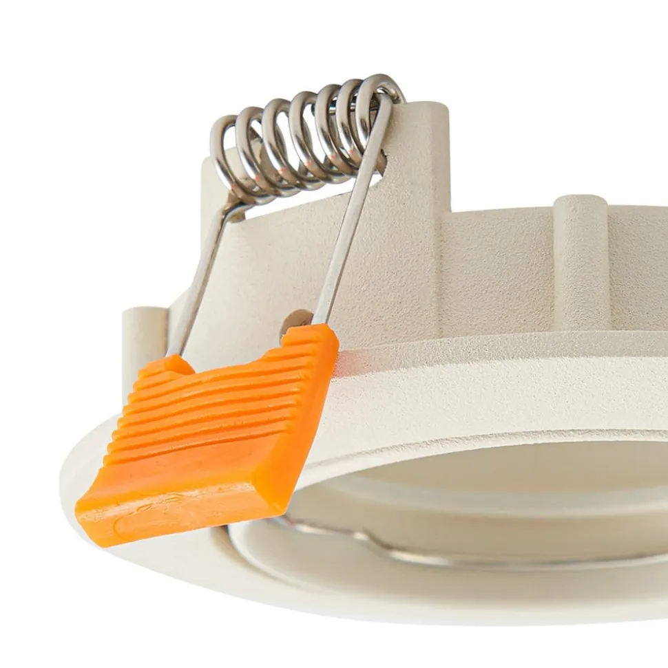 Prios forsænket loftlampe Fibur, beige, aluminium, Ø 8,2 cm