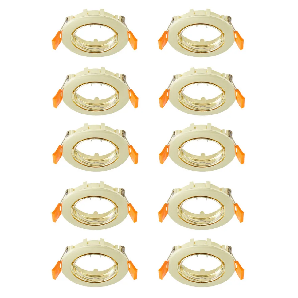 Prios forsænket loftlampe Fibur, guld, zink, Ø 8,2 cm, 10 stk