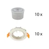 Prios indbygget loftspot Fibur med LED-modul, beige, sæt med 10 stk