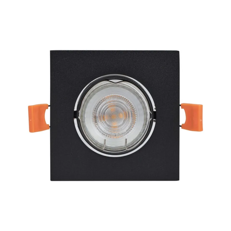 Prios indbygningslampe Fibur, sort, 9 cm, GU10