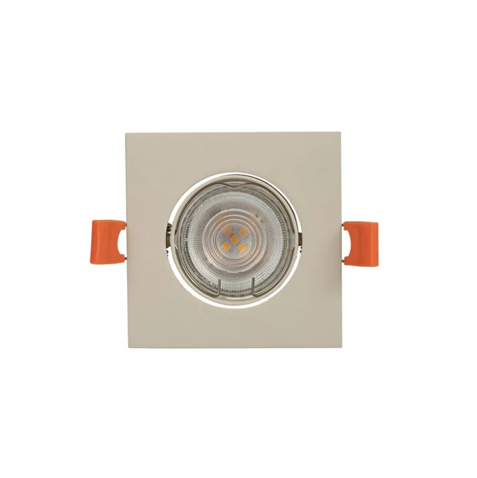 Prios indbygningslampe Fibur, beige, 9 cm, GU10