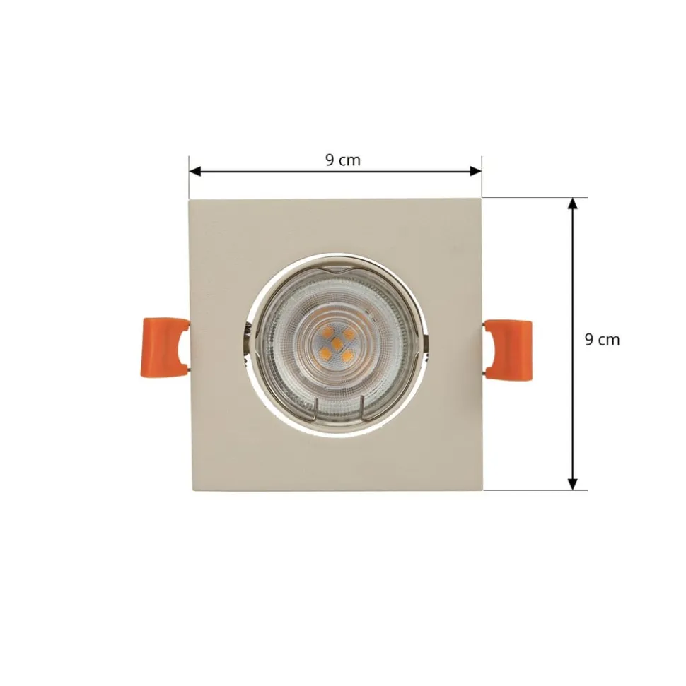 Prios indbygningslampe Fibur, beige, 9 cm, GU10