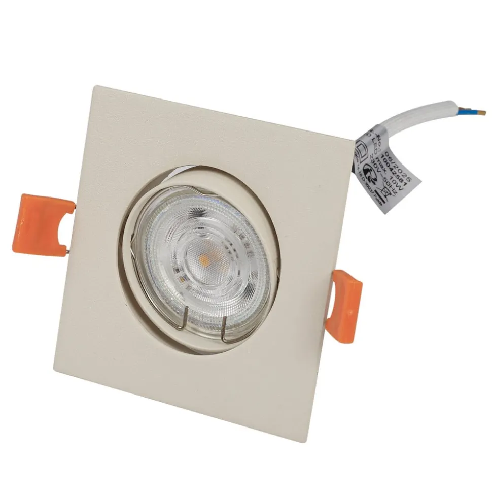 Prios indbygningslampe Fibur, beige, 9 cm, GU10