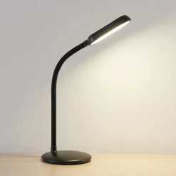 Prios LED genopladelig bordlampe Opira, sort, USB, touchdæmper