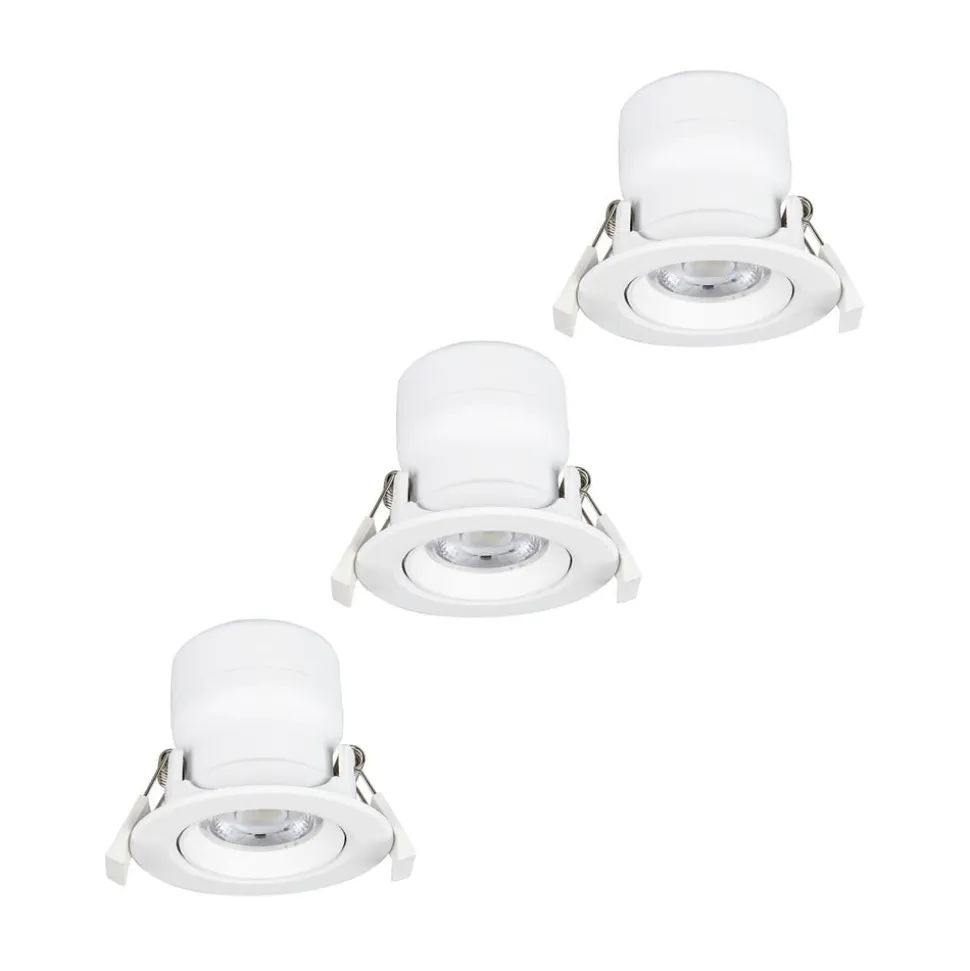 Prios LED indbygningslampe Shima, hvid, 7W, 3000K, 3 enheder, dæmpbar