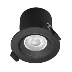 Prios LED indbygningslampe Shima, sort, 7 W, 3000K, dæmpbar