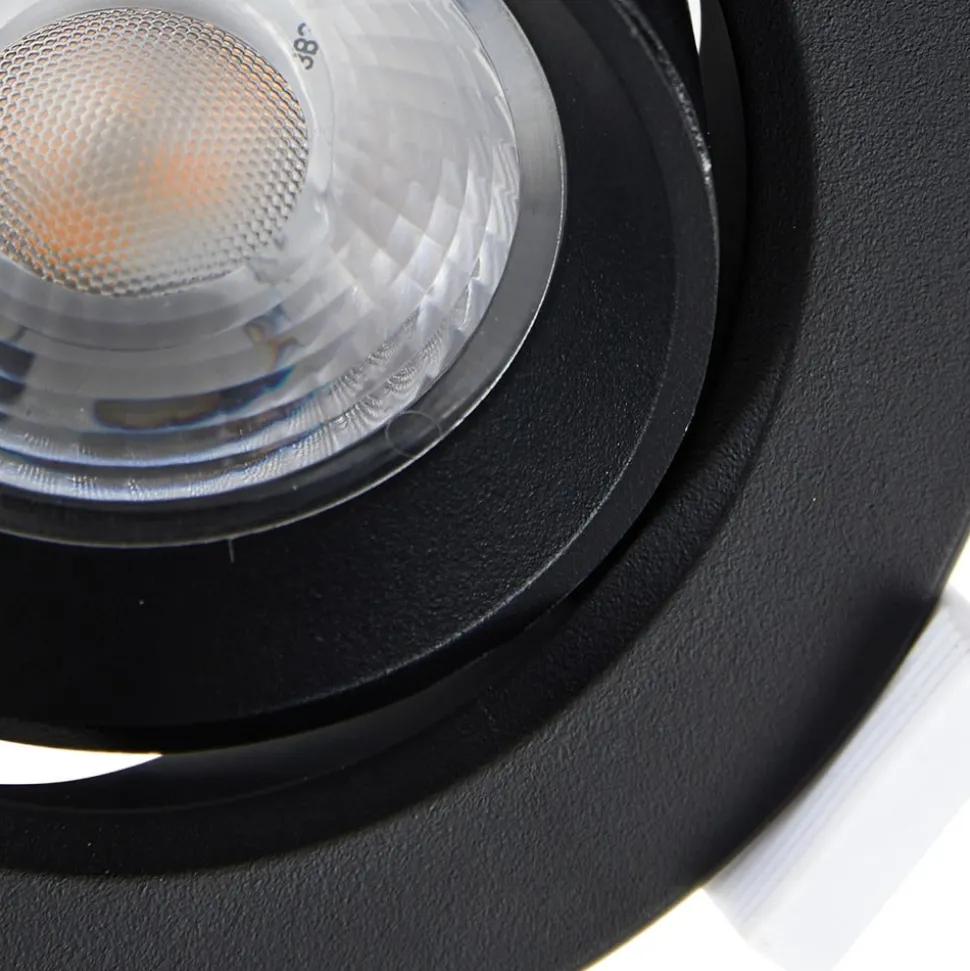 Prios LED indbygningslampe Shima, sort, 7 W, 3000K, dæmpbar