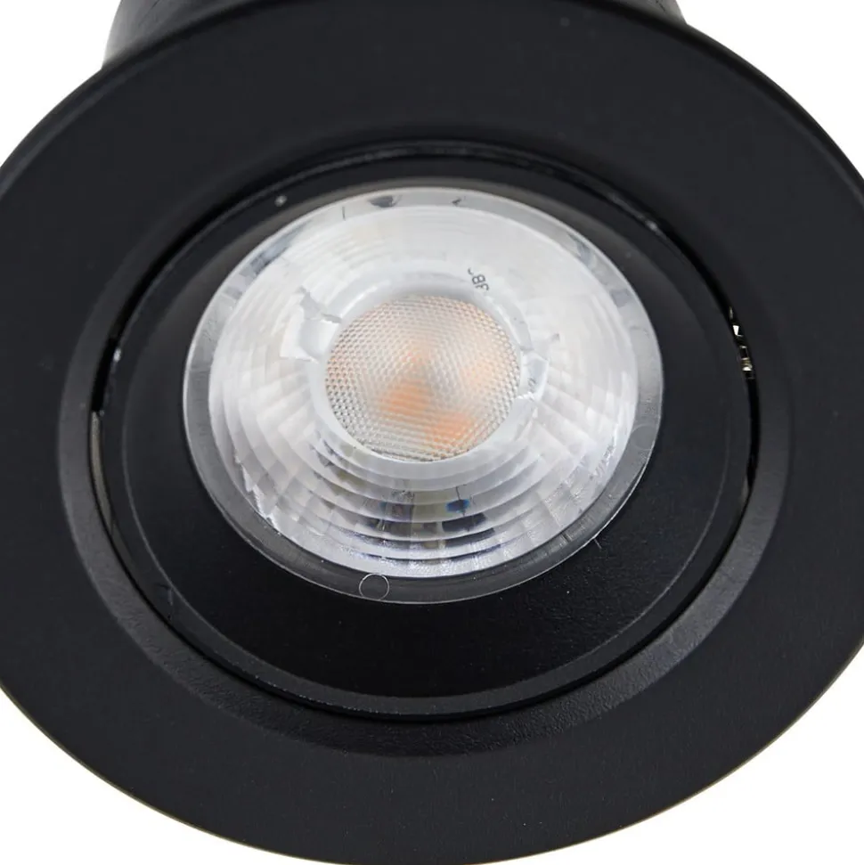 Prios LED indbygningslampe Shima, sort, 7 W, 3000K, dæmpbar